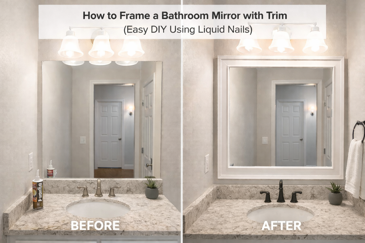 How to Frame a Bathroom Mirror with Trim (Easy DIY Using Liquid Nails)