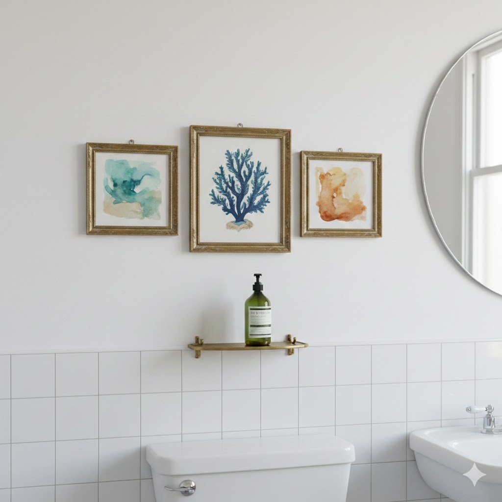 How to Curate a Vintage Brass Bathroom Gallery Wall on a Budget