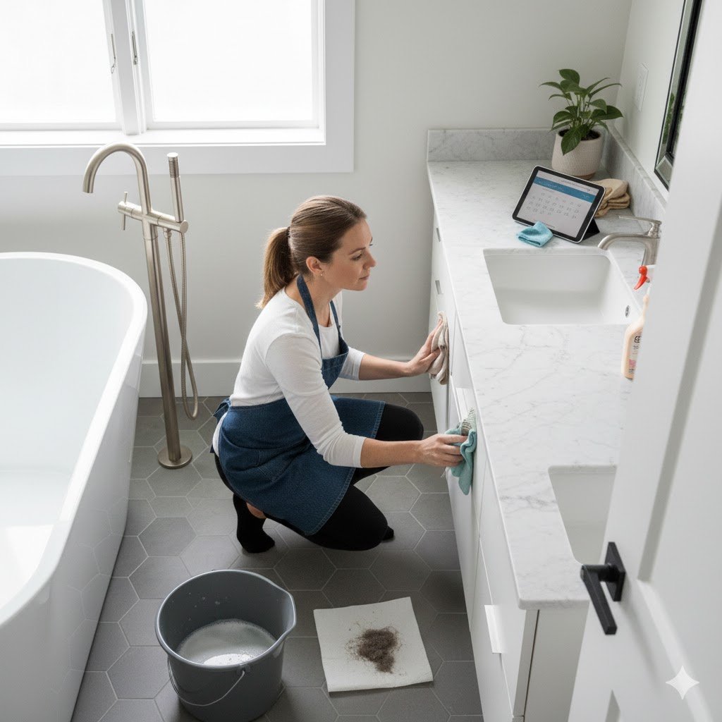 15 Aesthetic Bathroom Deep Clean Checklist 2026 5 Create a sharp and realistic image of a