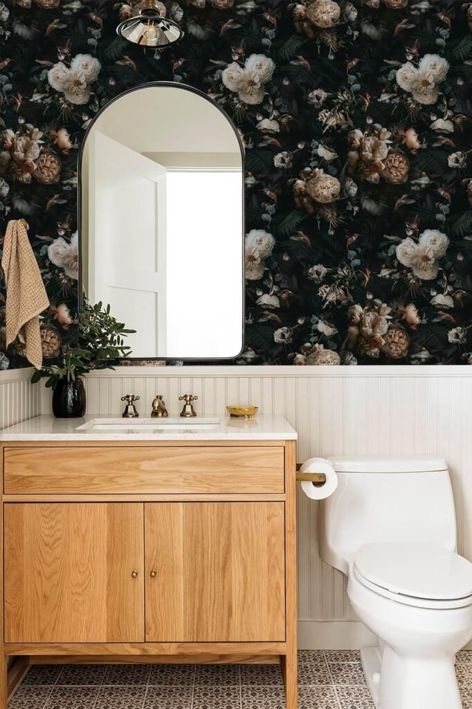 Floralplus Black Floral Peel and Stick Wallpaper 1