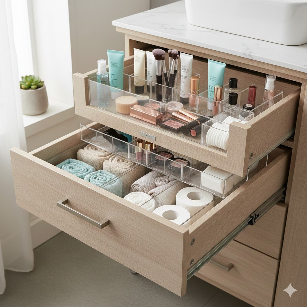 How to Organize Bathroom Drawers with Acrylic Dividers