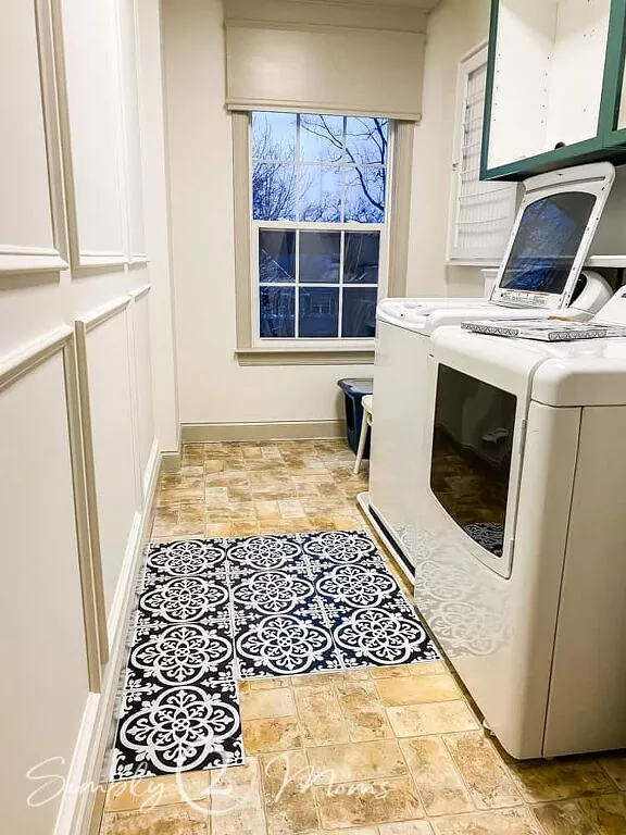DIY Peel and Stick Tile Bathroom Floor Over Linoleum