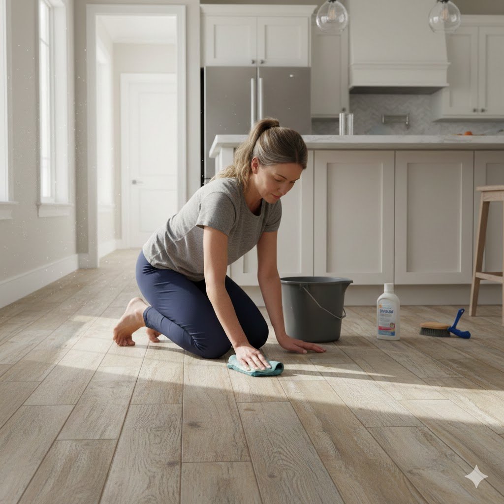 How to Clean Textured Wood Look Tile Without Leaving Streaks