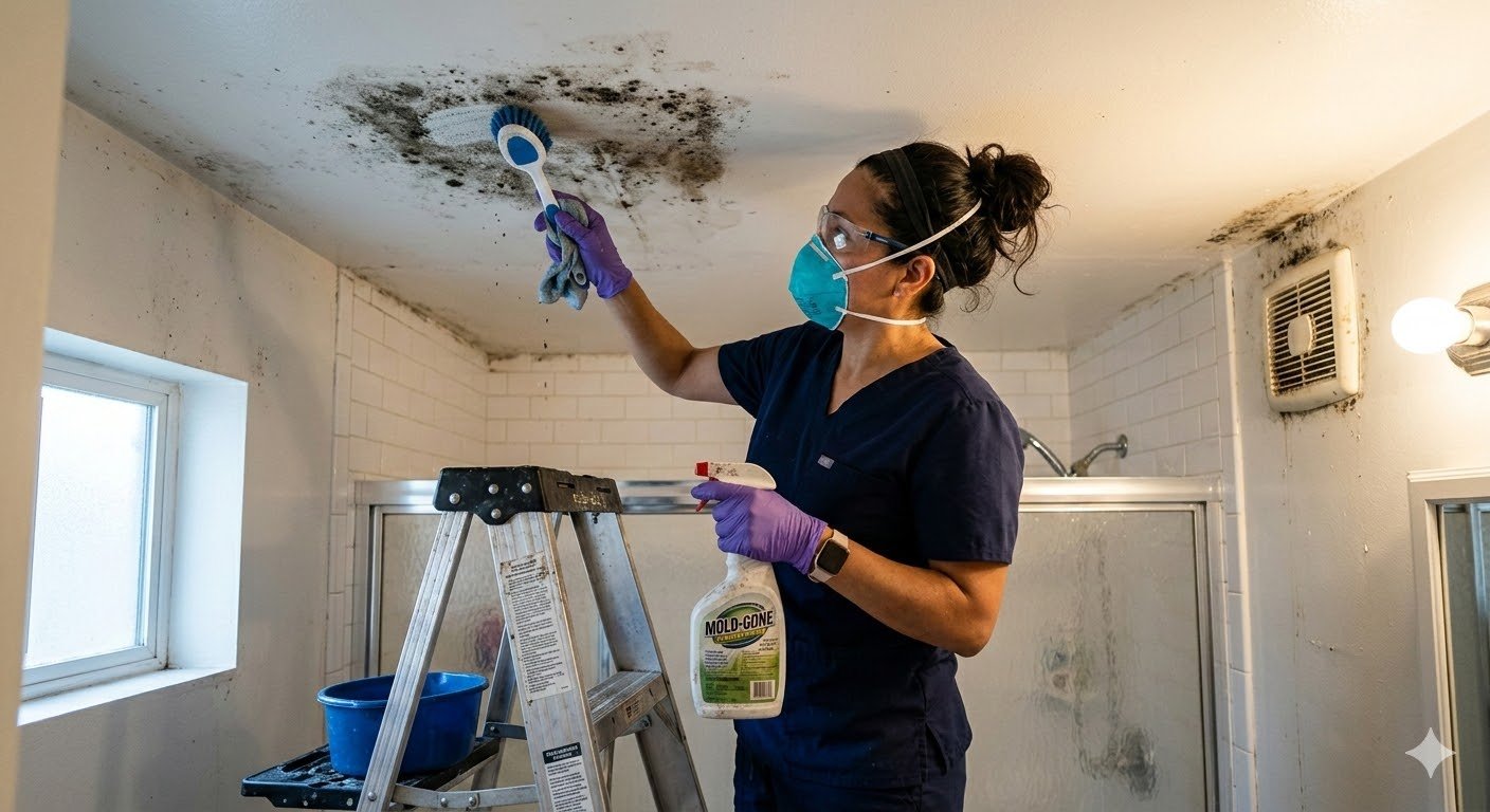 How I Clean Mold From My Bathroom Ceiling Without Ruining The Paint
